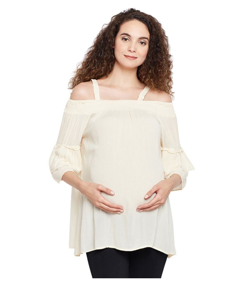     			Oxolloxo Beige Viscose Maternity Tops