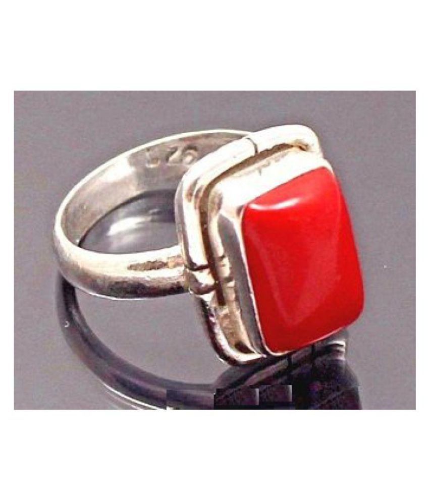 moonga stone in silver ring