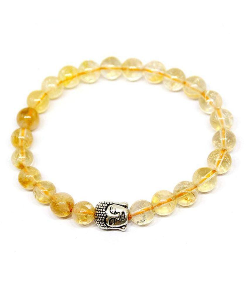     			8mm Yellow Citrine With Buddha Natural Agate Stone Bracelet