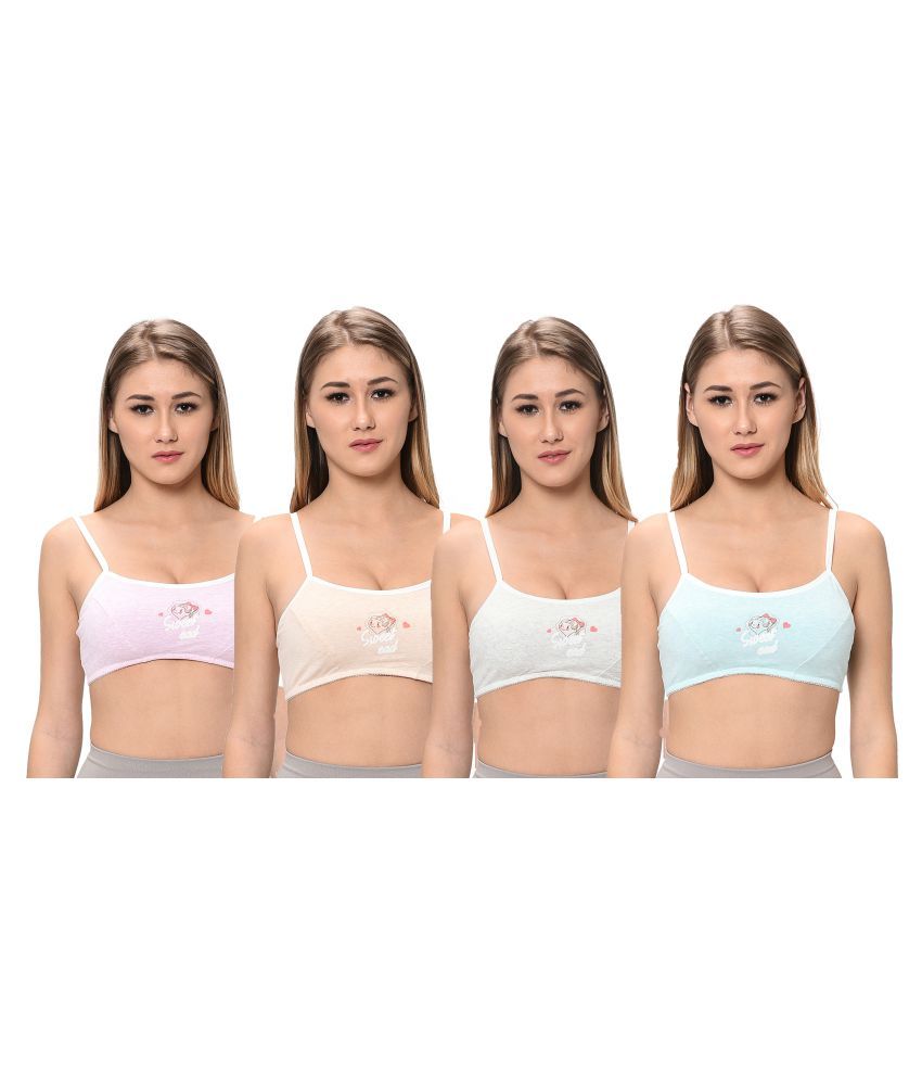     			Elina Pack of 4 Poly Cotton Non Padded Women's T-Shirt Bra ( Multi Color )