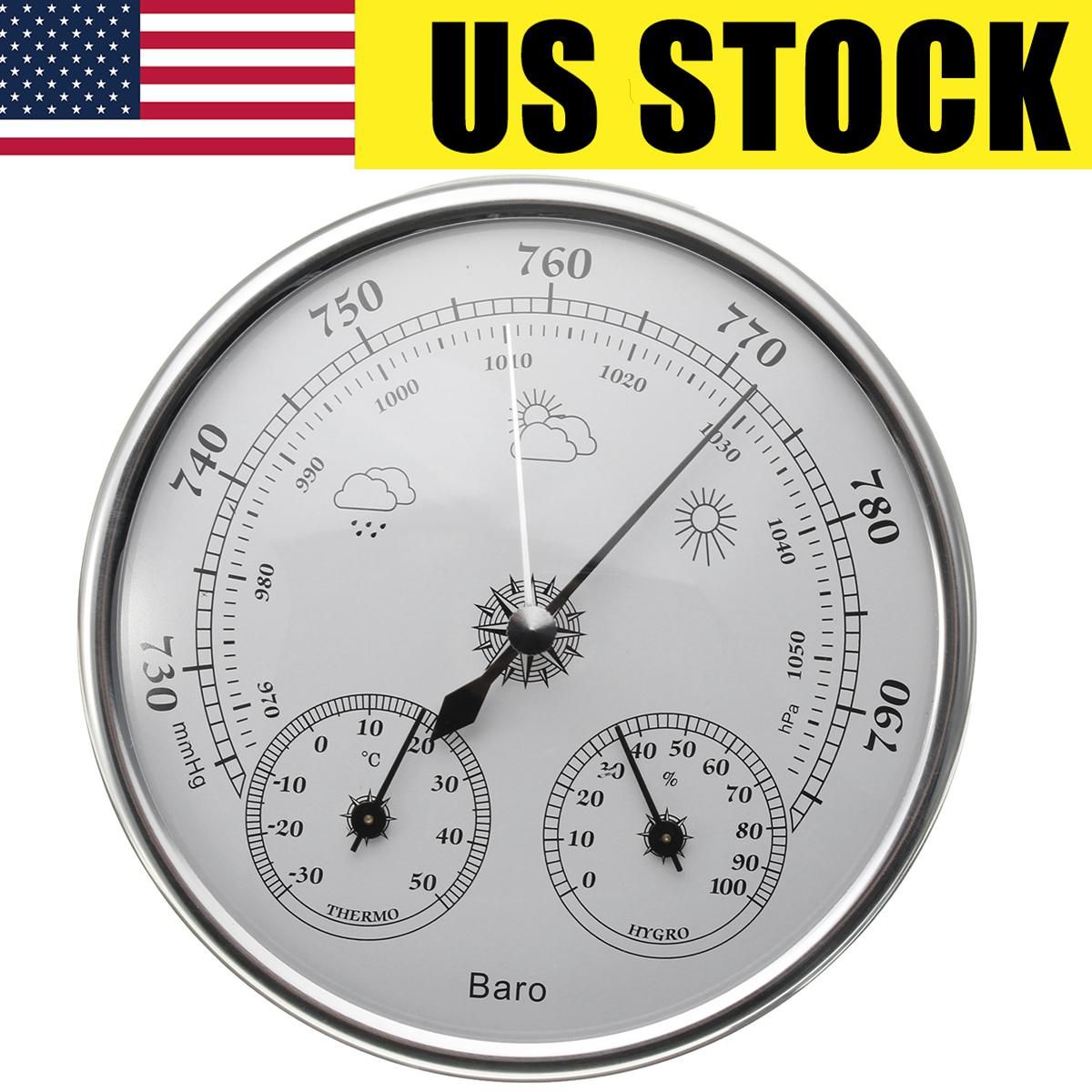 USA 130mm Wall Hanging Weather Barometer Thermometer Hygrometer 970