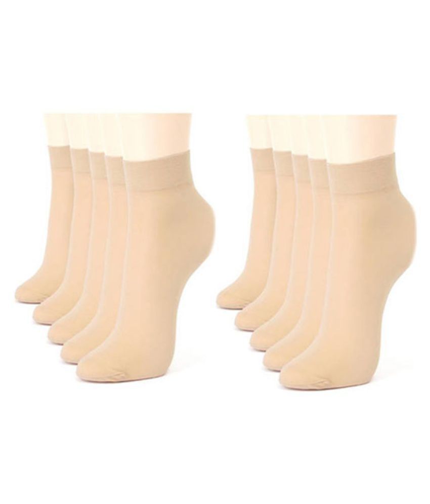     			Tahiro Beige Cotton Ankle Length Socks - Pack Of 10