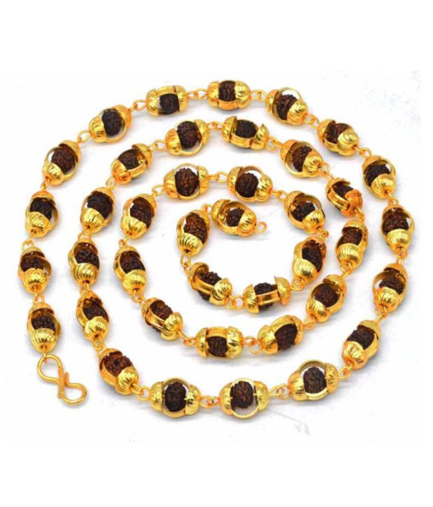     			Onnet Original Rudraksha Mala with high Quality Gold Plated Ring and Cap