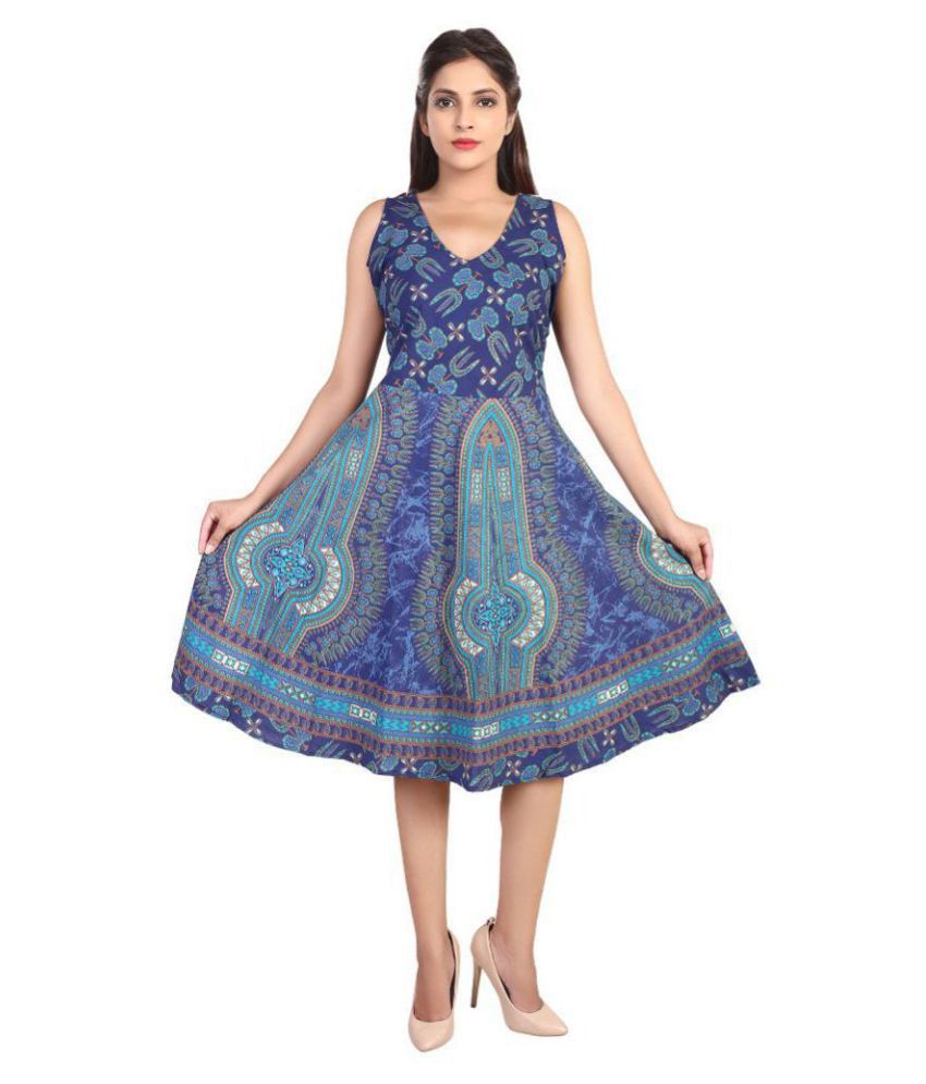 Decot Paradise Cotton Blue Regular Dress - Buy Decot Paradise Cotton ...