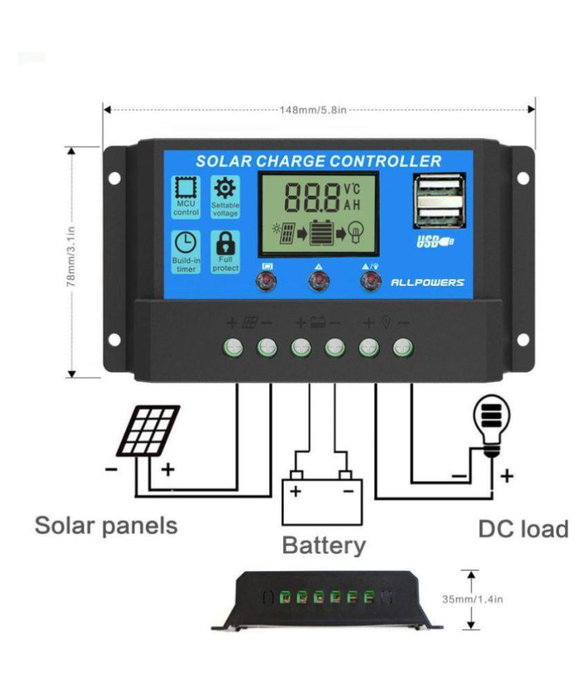 TechTest 10A 12V/24V solar PWM Solar Charge Controller ...