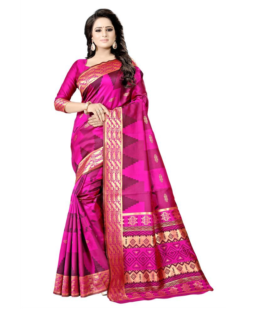 Saadhvi Pink Banarasi Silk Saree - Buy Saadhvi Pink Banarasi Silk Saree ...