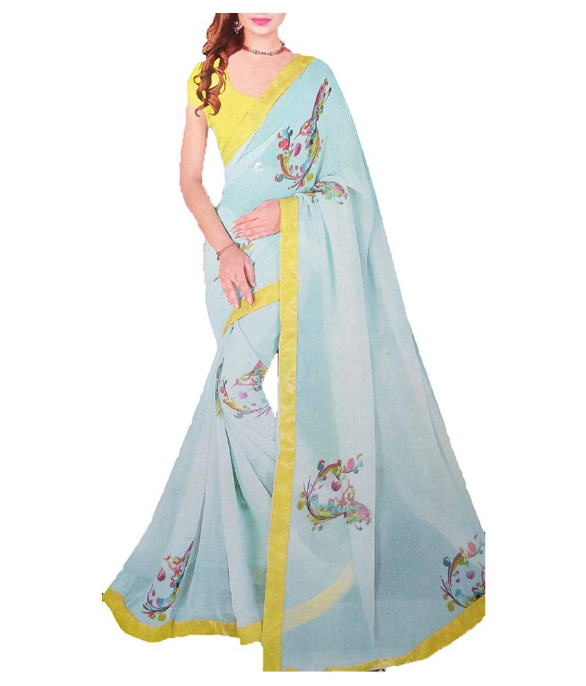 GRF Fashion Blue Synthetic Saree - Buy 