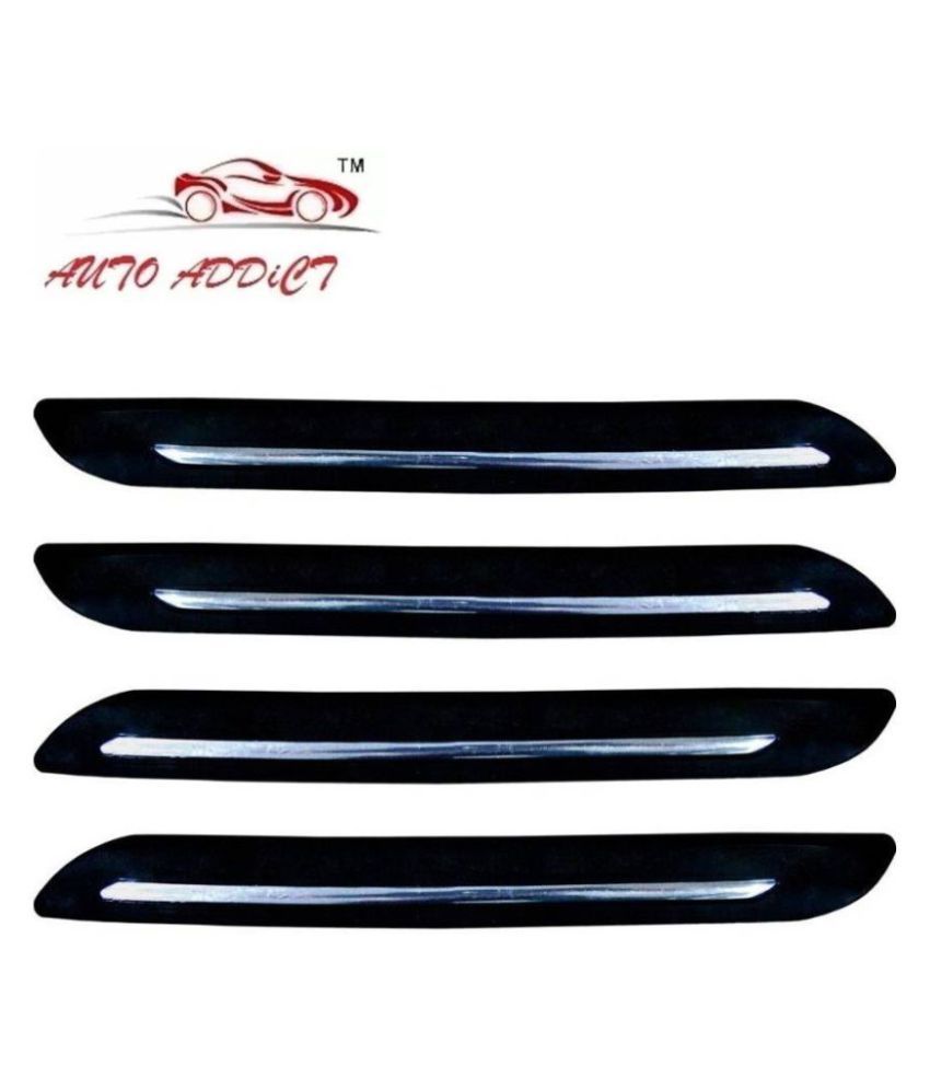 Auto Addict Single Chrome Black Car Bumper Guard Set of 4 Pcs For
