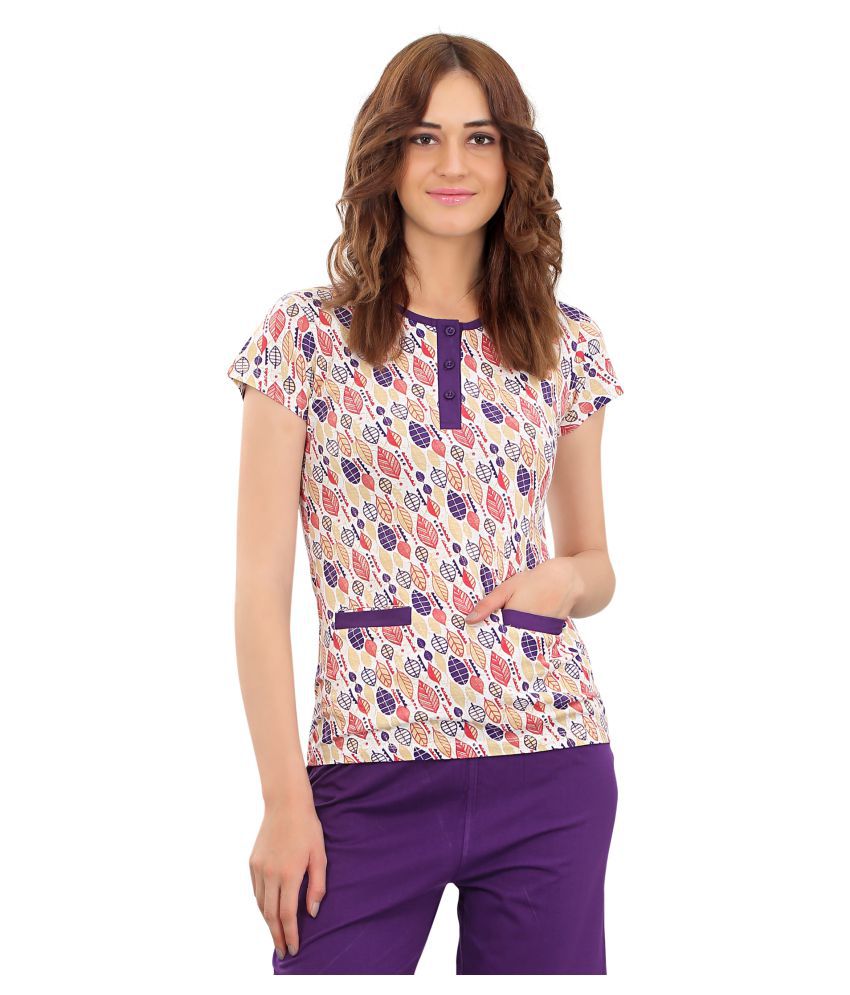     			Zebu Cotton Purple T-Shirts