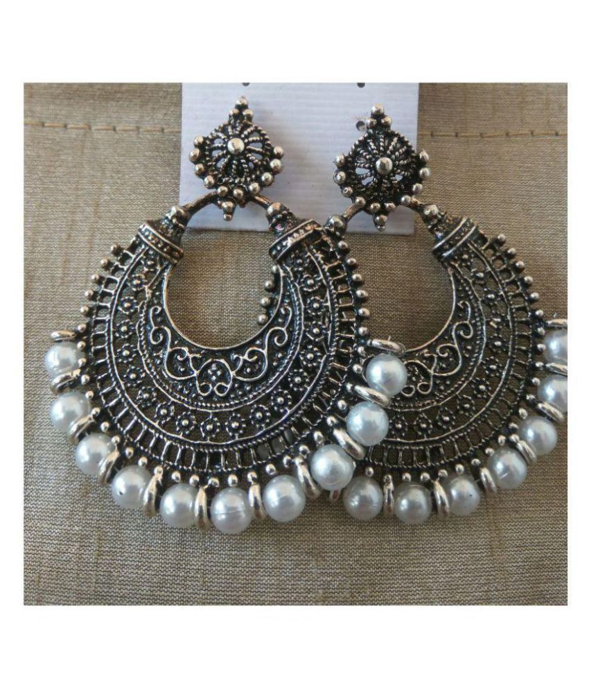 silver colour big earrings