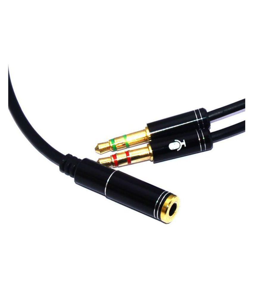 Buy Rsn Gold Plated 2 Male To 1 Female Splitter Audio Jack Cables 35mm Headphone Earphone Mic 