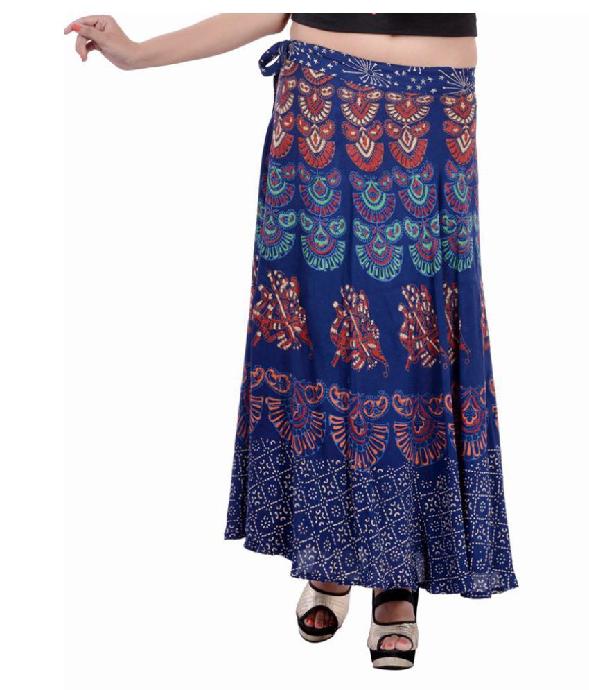 Indi Bargain Rayon Wrap Skirt - Blue