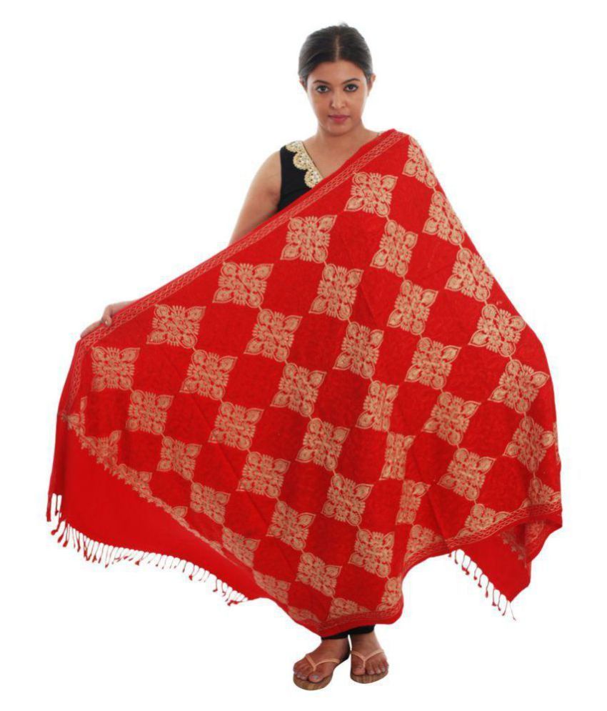     			Japroz Red Sequined Shawl