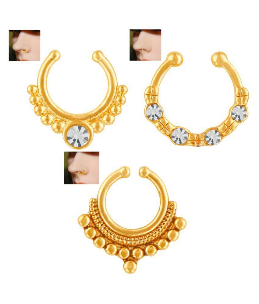 Mahi Gold Plated Exquisite Jewellery Combo of Nose Ring for girls and