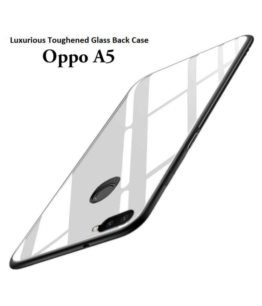     			Oppo A5 Mirror Back Covers JMA - White Luxurious Toughened Glass Back Case