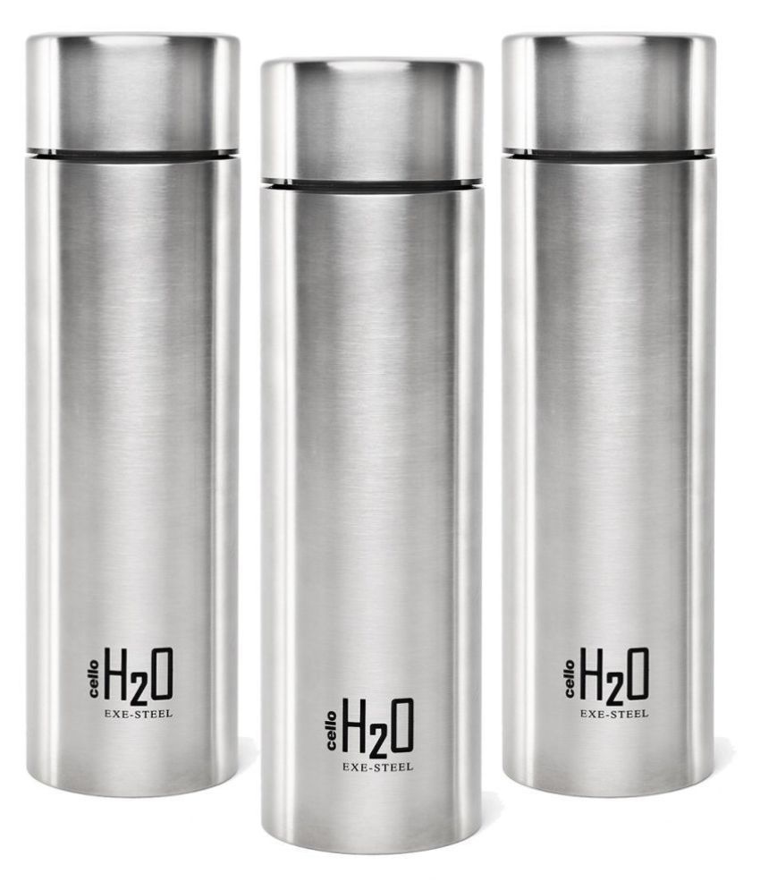 Cello H2o Stainless Steel Silver 1000 Ml Steel Water Bottle Set Of 3 Buy Online At Best Price In India Snapdeal