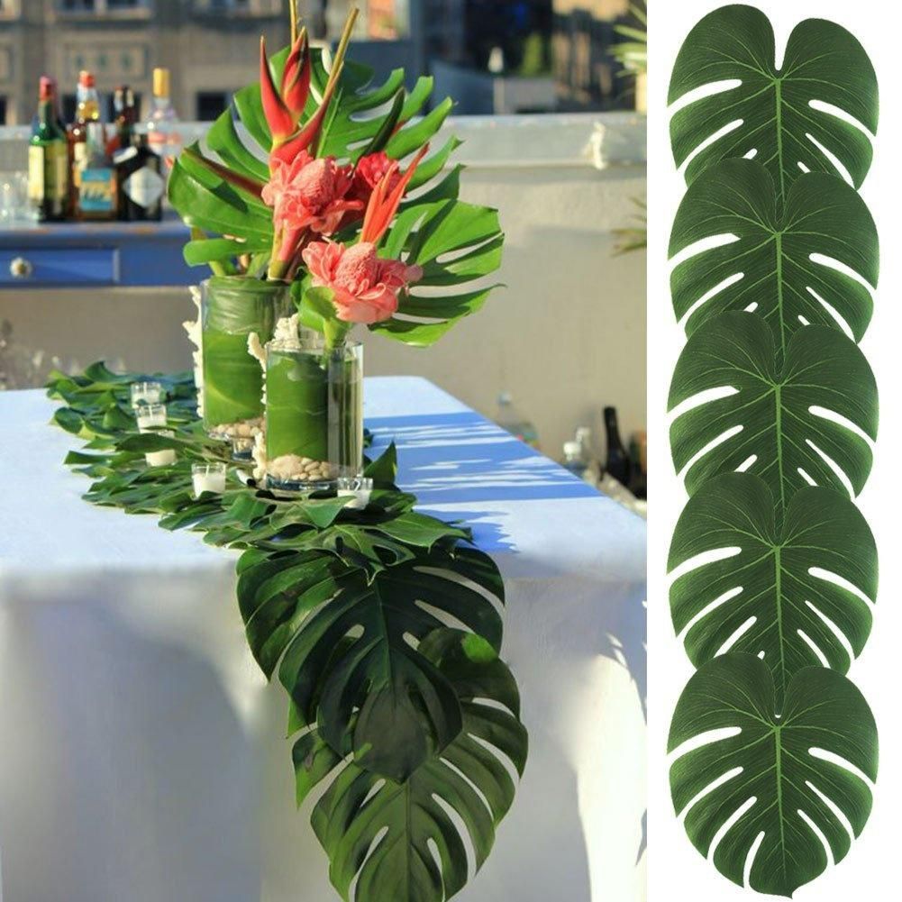 12Pcs Artificial Tropical Monstera Leaves Party Hotel