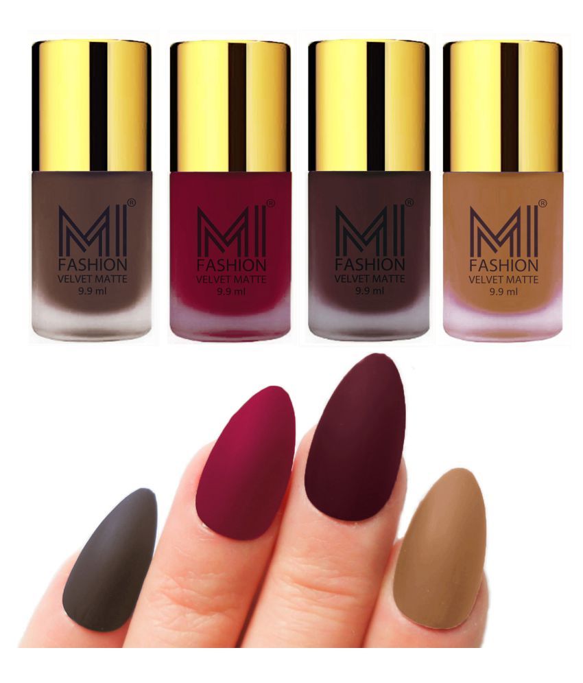     			MI FASHION Dull Rough Velvet Matte Nail Polish Coffee,Mauve,Wine,Nude Matte 39.6 ml Pack of 4