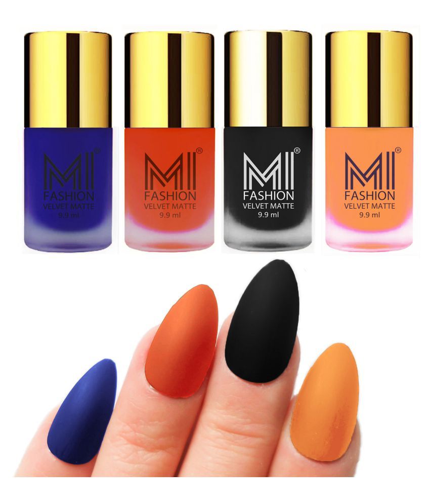     			MI FASHION Dull Rough Velvet Matte Nail Polish Royal Blue,Orange,Wine,Nude Matte 39.6 ml Pack of 4