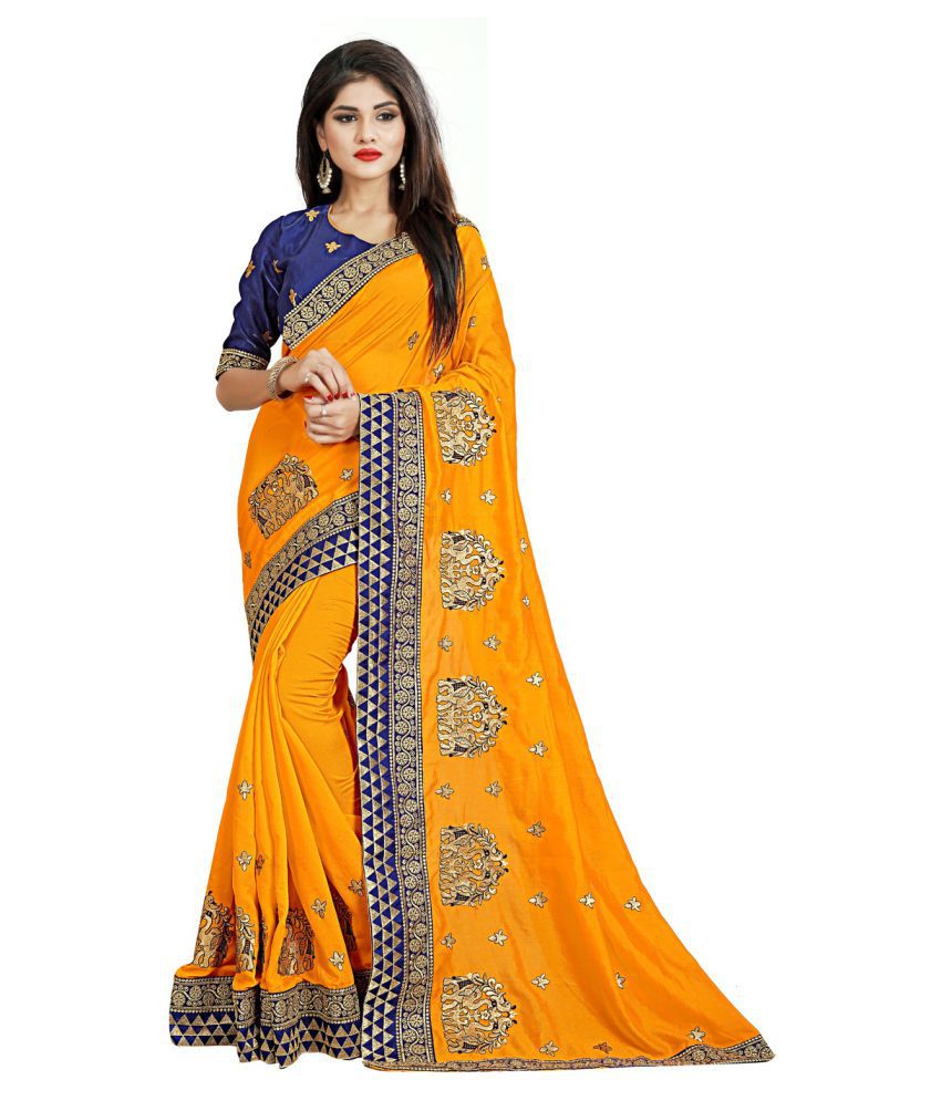Queen Fashion Orange Silk Saree - Buy Queen Fashion Orange Silk Saree ...