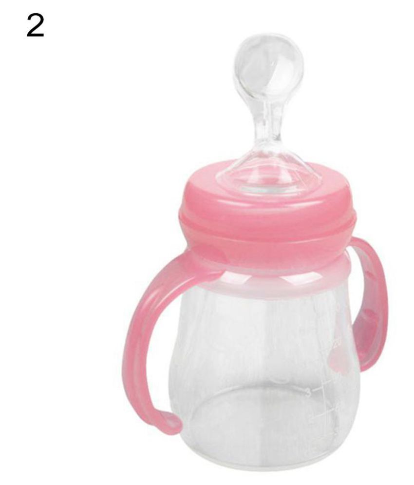 1pc Infant Baby Kids Silicone Feeding Bottle With Spoon Feeder