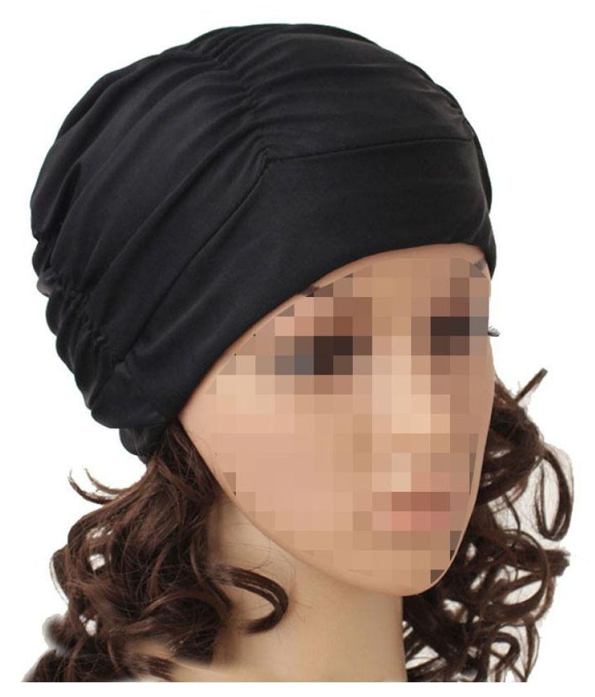 Swimming Caps Long Hair Swim Cap Pleated Cloth Fabric Bathing Hats