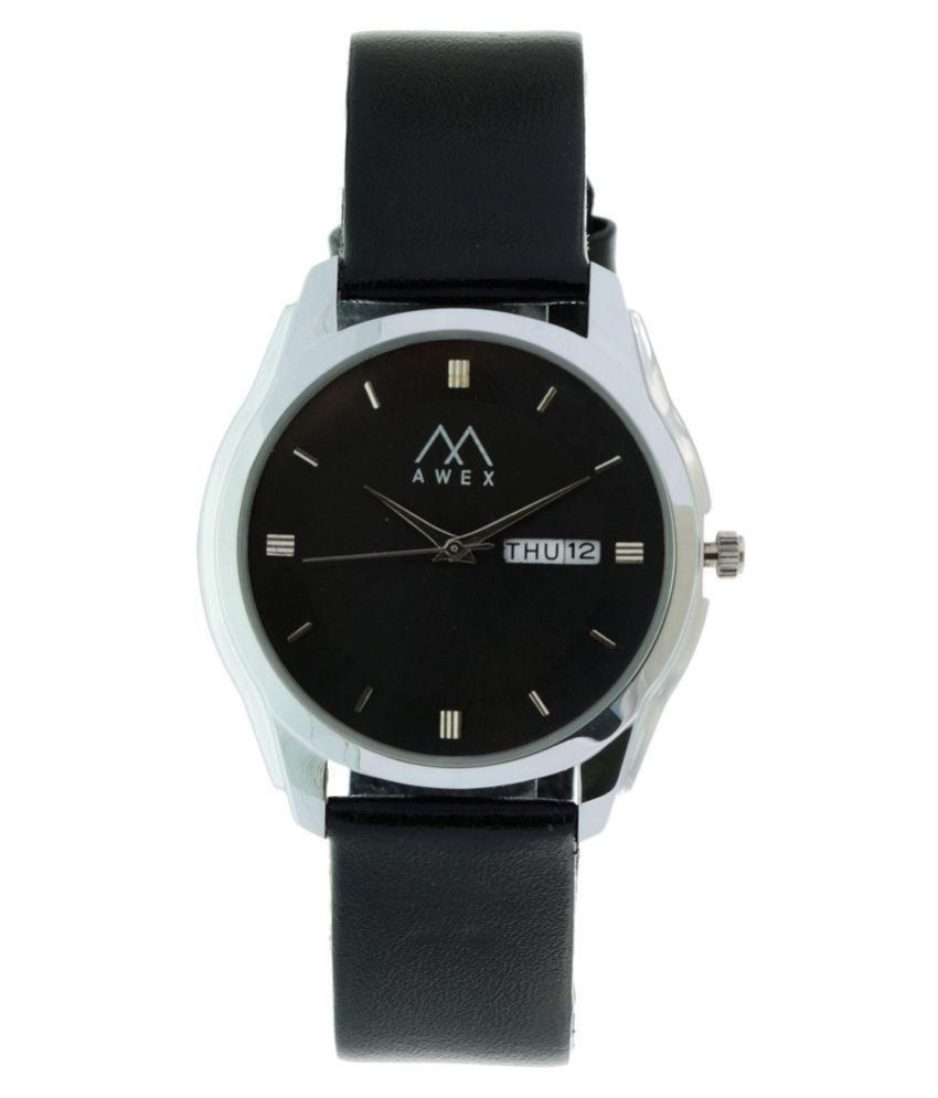 men fashion ex306 blue leather analog men's watch