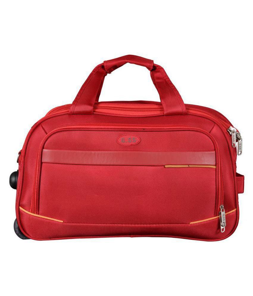 small red duffle bag