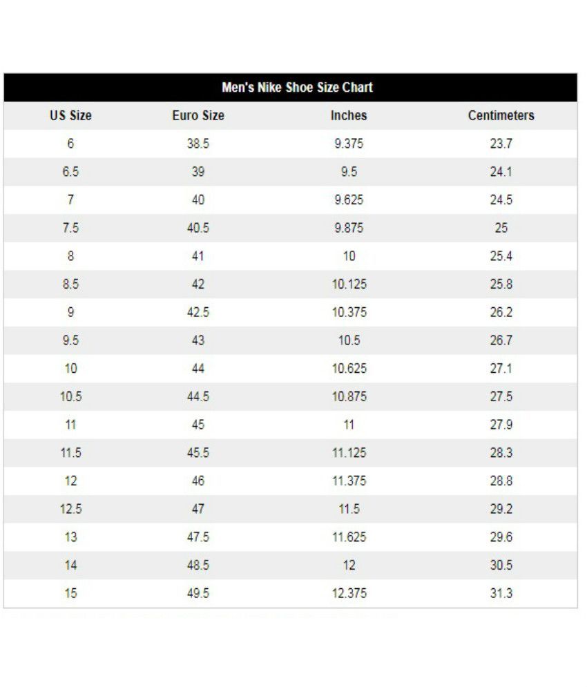 huarache size chart