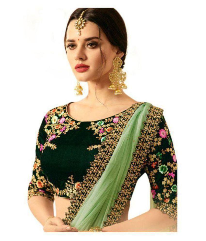 Priya Fashion Green Velvet Unstitched Unstitched Lehenga - Buy Priya ...