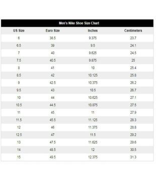 nike huarache size chart