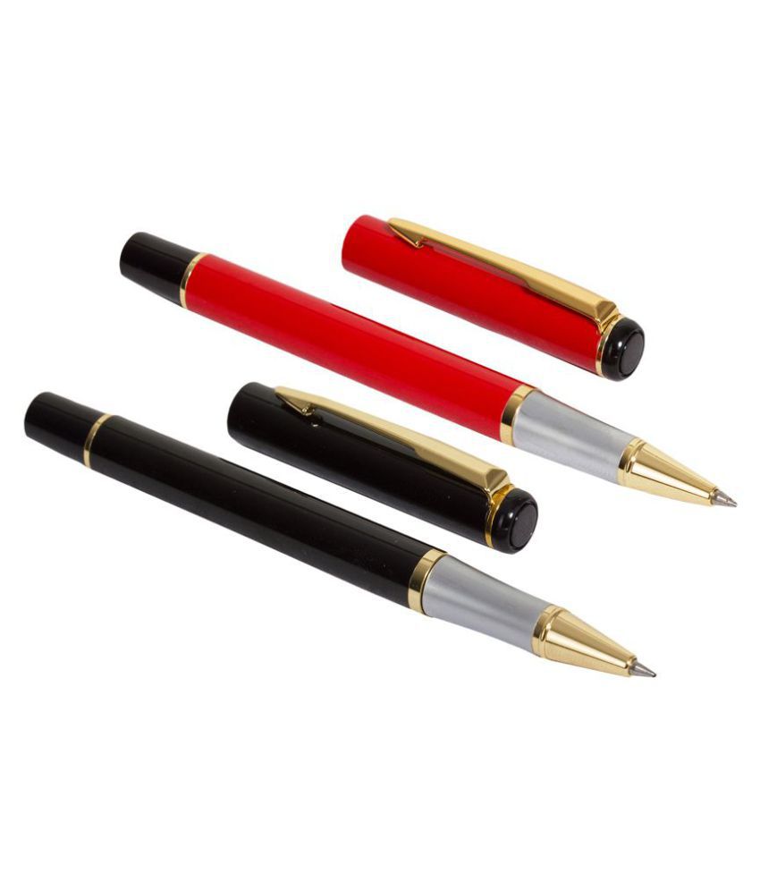     			Auteur, Stylish and Classic  Red and Black Roller Ball Pen Combo - Set of 2