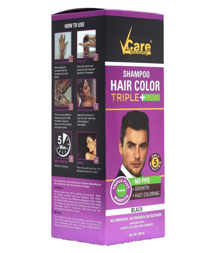 VCare Shampoo Hair Color Temporary Hair Color Black 180 mL: Buy VCare  Shampoo Hair Color Temporary Hair Color Black 180 mL at Best Prices in India  - Snapdeal