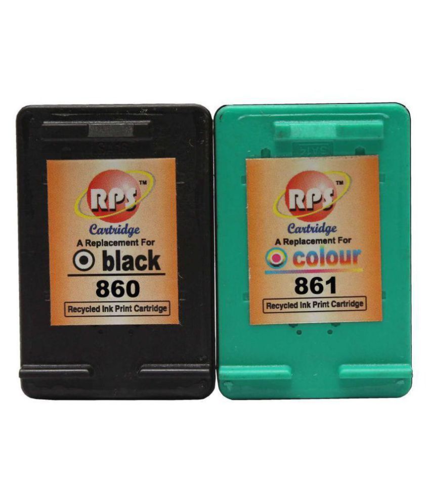 rps cartridge 860 B & 861 C Multicolor Pack of 2 Ink bottle for HP Deskjet D4268, D43681 D5368 