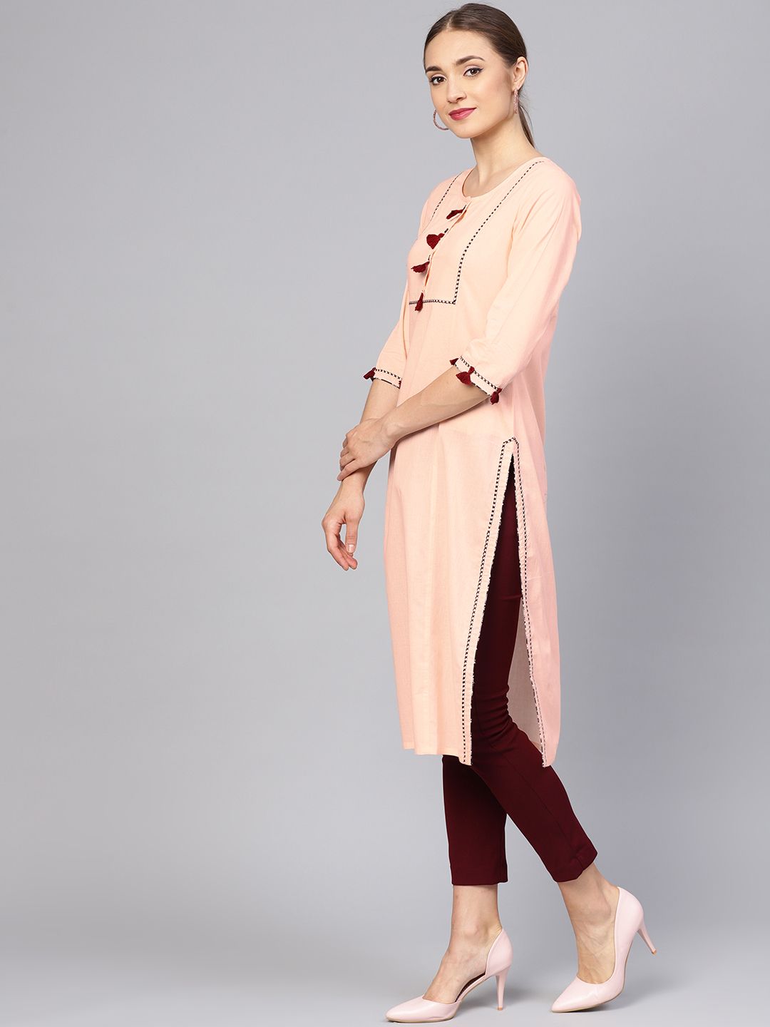 w kurti pink colour