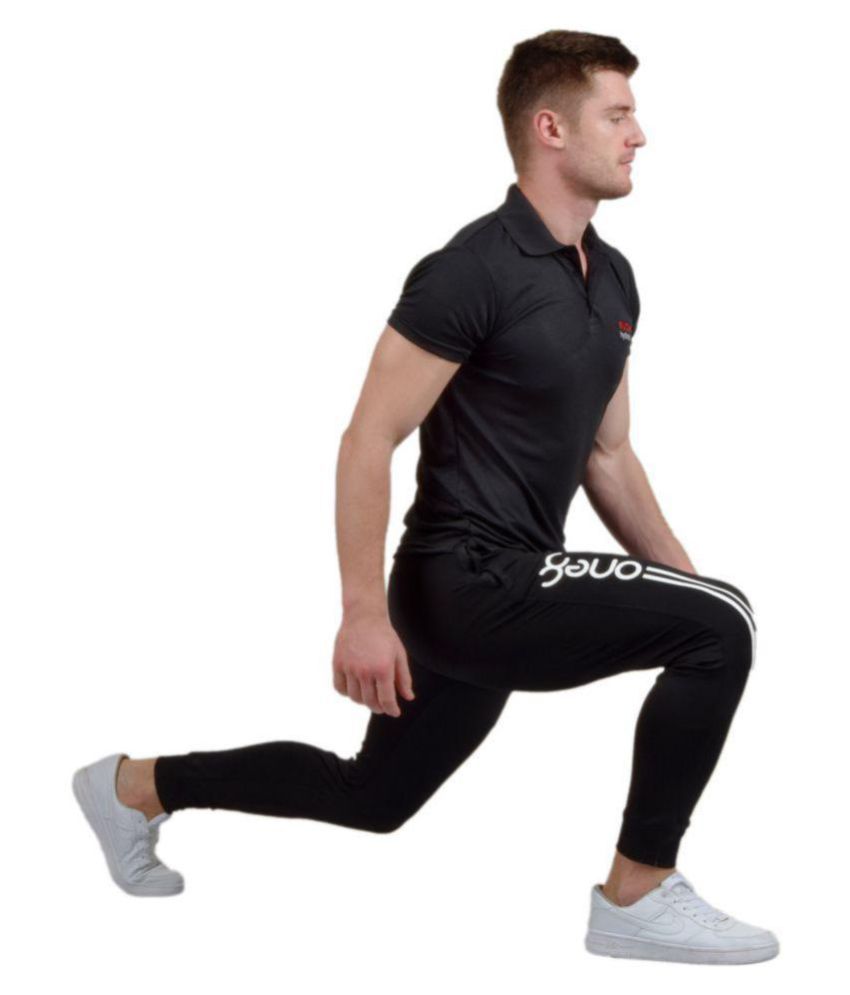 puma black polyester lycra joggers