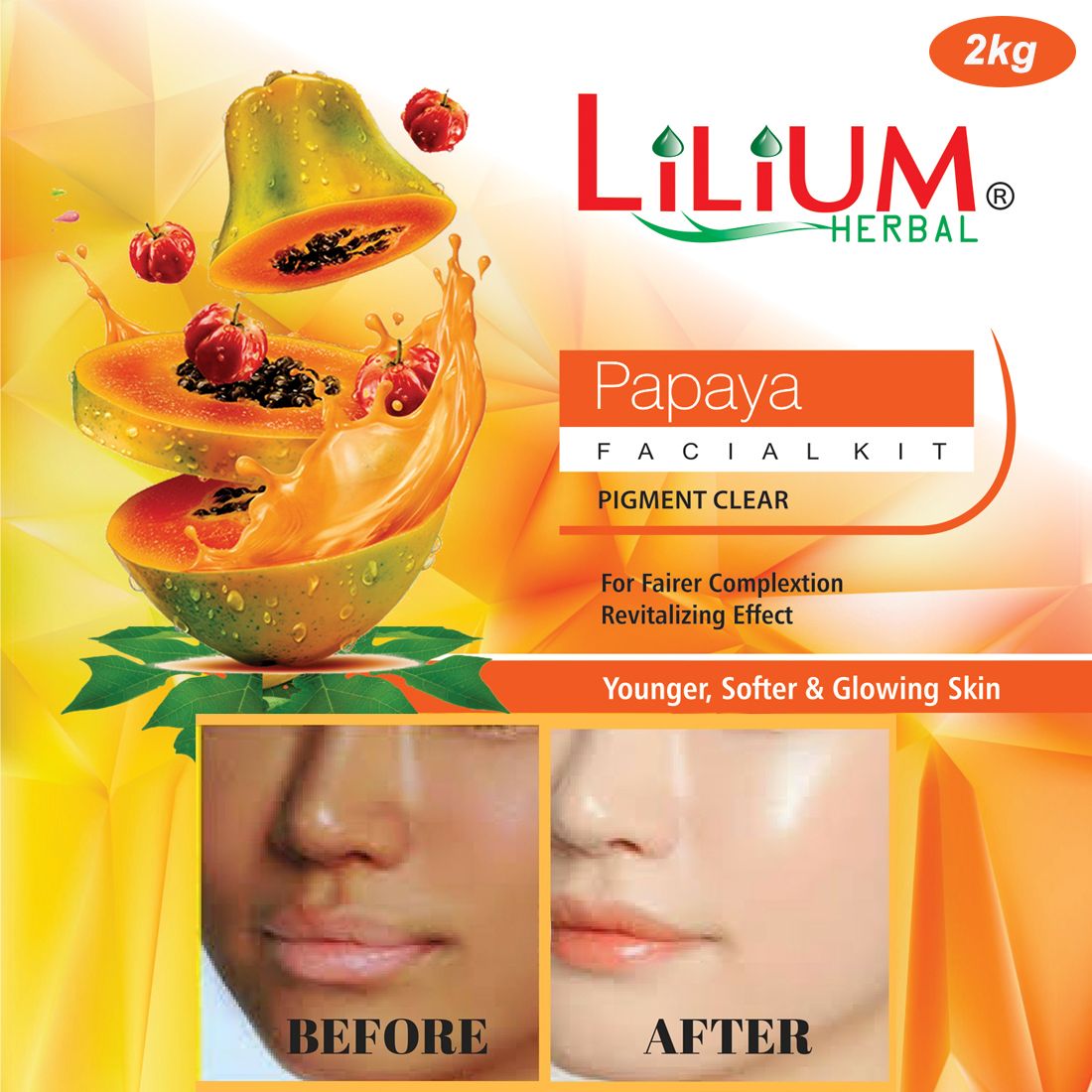 Lilium Papaya Facial Kit 2KG With Wrist Watch Face 2 no.s Pack of 2