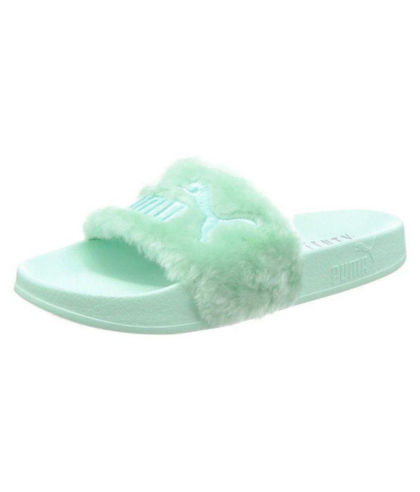 puma slides green