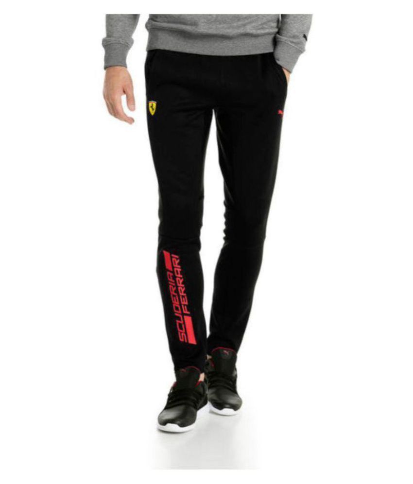 puma black polyester trackpants