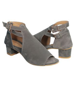 gray block heels