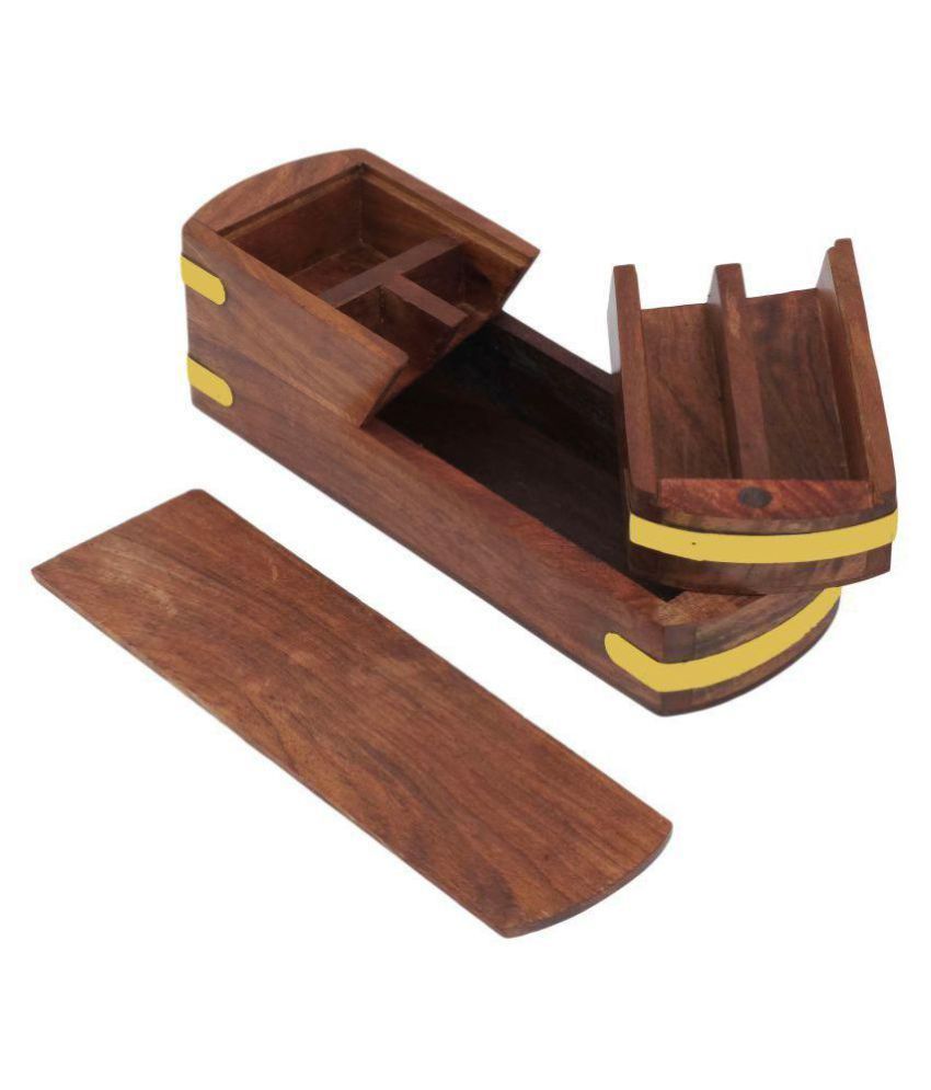 CRAFT ART INDIAEmbossed Exclusive Wooden Pencil Box / Pen Storage Box