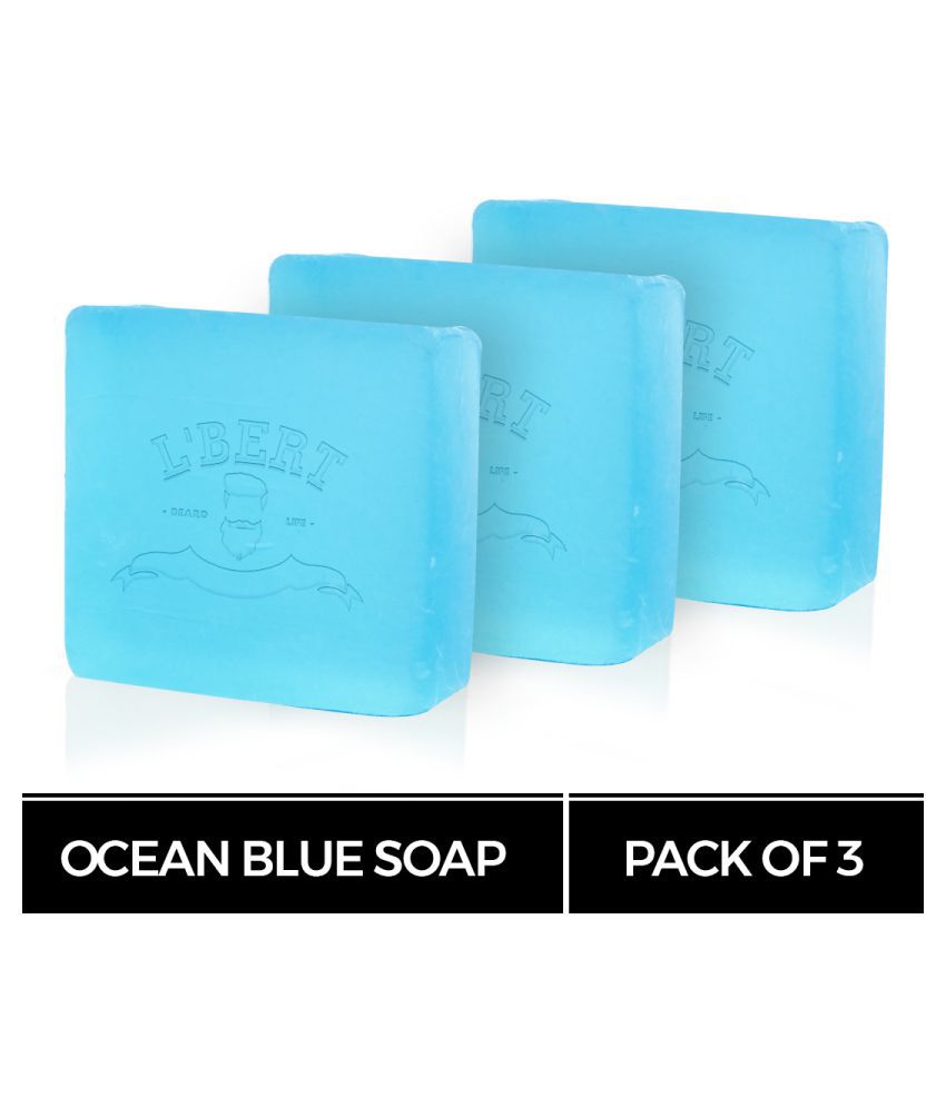 LBERT Ocean Blue 100 % Organic Handmade Bath Soap Paraben & Sulphate Free - 300 g ( Pack of 3 ) Soap 300 gm Pack of 3