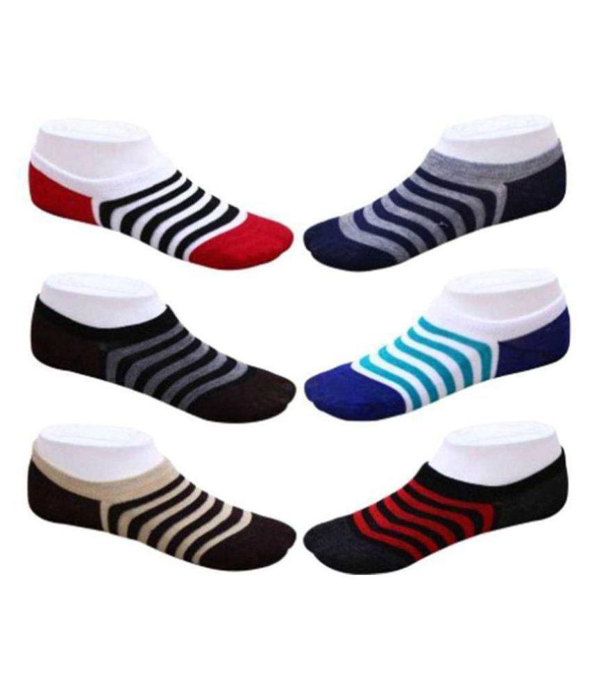     			Tahiro Multicolour Cotton Striped Footies Loafer Socks - Pack Of 6