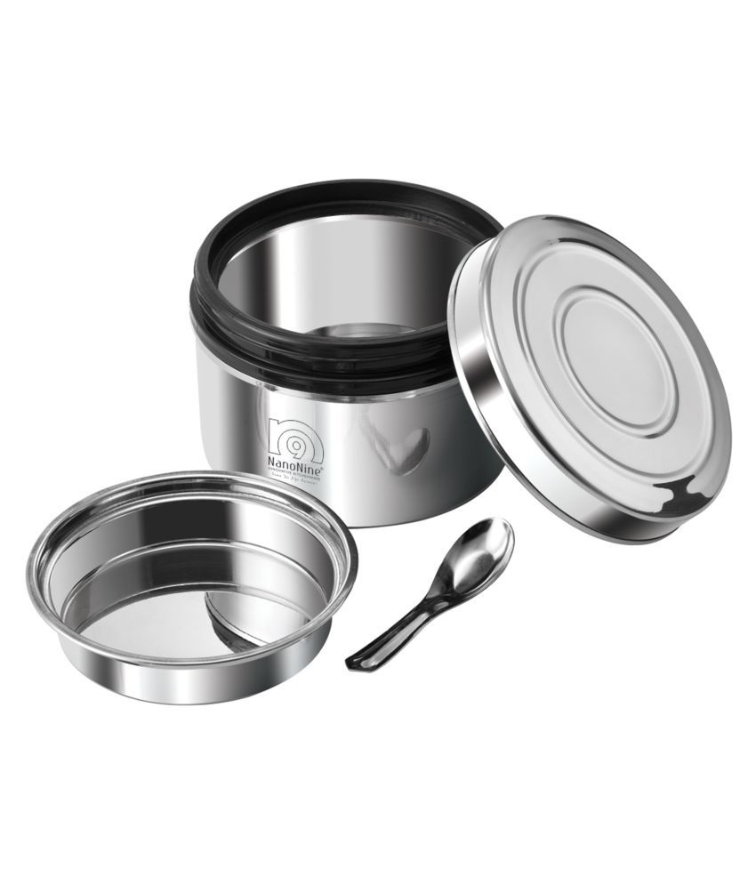     			Nanonine Local Byte Double Wall Stainless Steel Insulated Lunch Box, Small, 300 Ml, Silver-Black