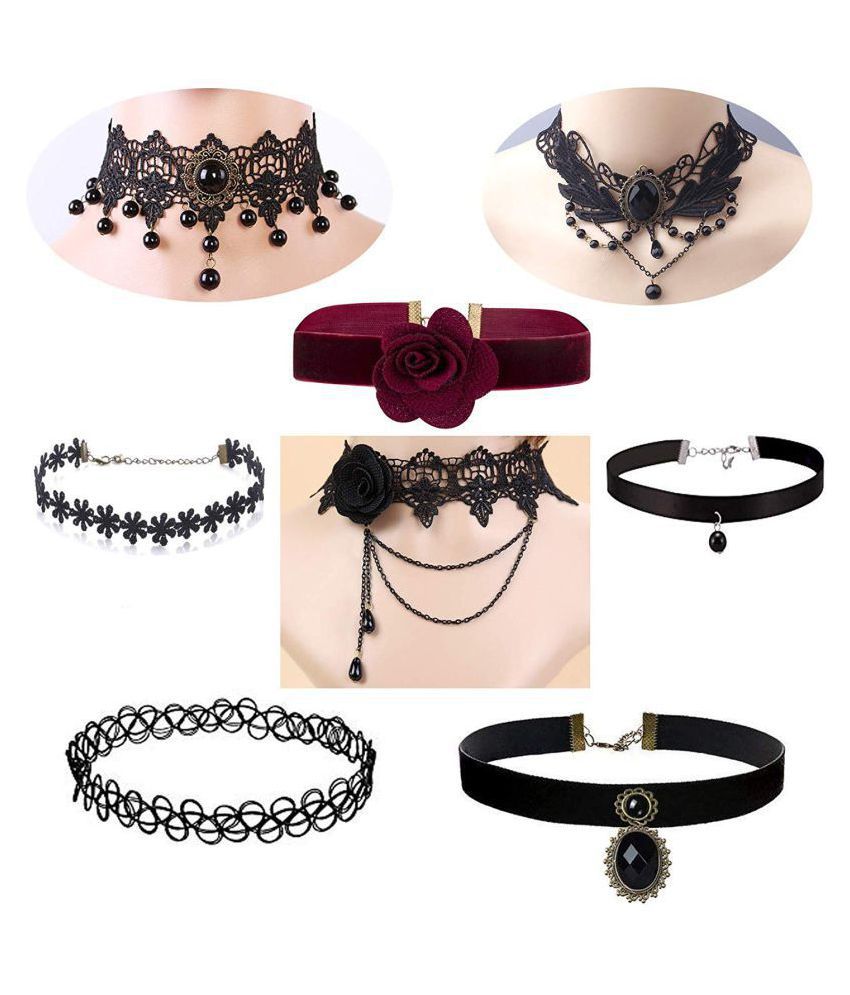 Romp Fashion Black Choker Necklace set 
