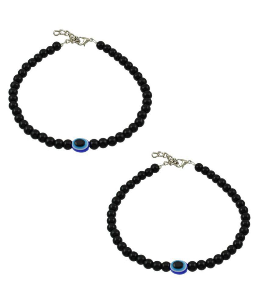 Handmade Divine Black Beads Evil Eye Anklet: Buy Handmade Divine Black ...