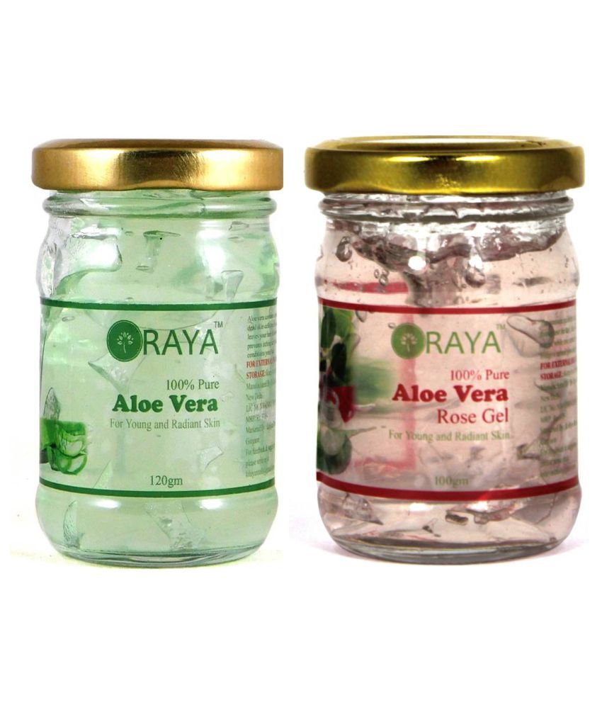     			ORAYA Aloe Vera Green gel & AloeVera Gel Rose Gel- Cleanser 240 gm Pack of 2