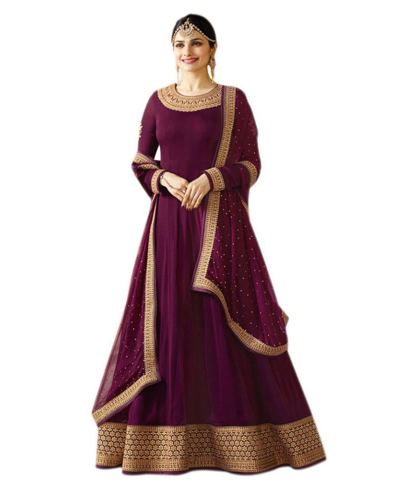 salwar soul shraddha arya charming purple georgette party wear suit