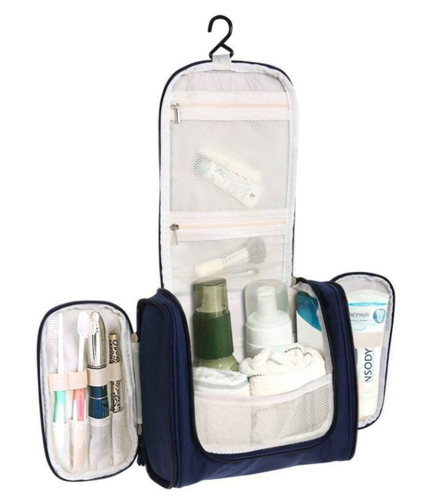    			House Of Quirk Blue Toiletry Bag with Hanging Hook