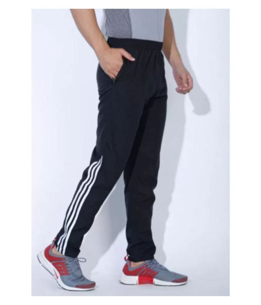 Adidas climacool black polyester trackpant with White Strips - Buy ...